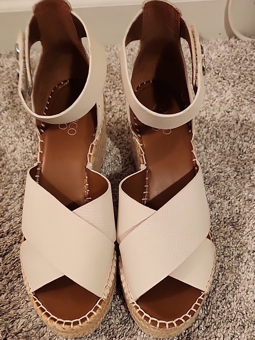 Franco Sarto Wedge Espadrille Sandals - Cream